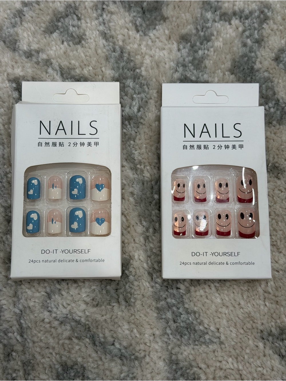 Set of 2 Boxes 48-Piece Press-On Nails – Assorted Designs as Pictured